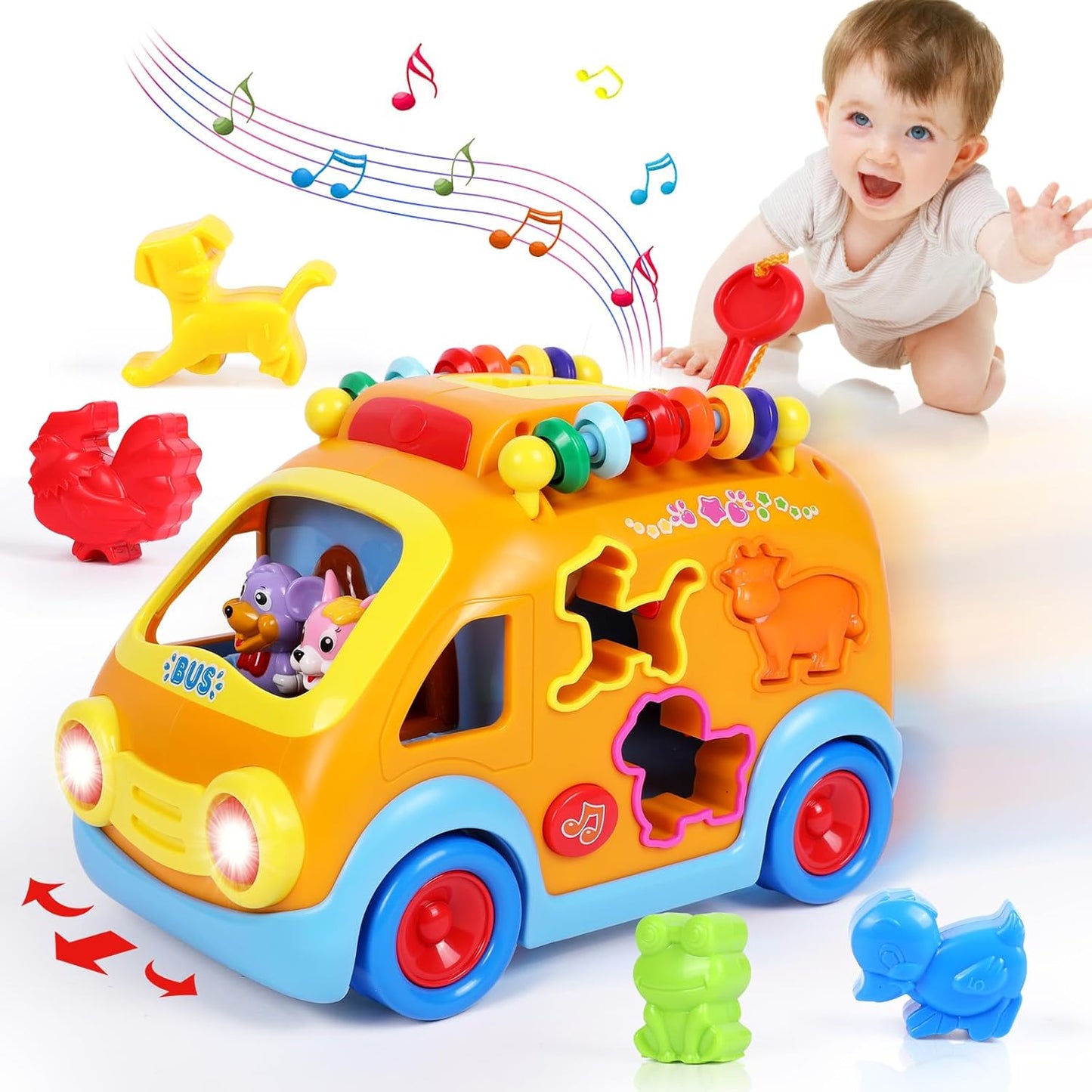 Educational Musical Toy Cars for 1 Year Old Boys and Girls