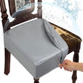 Waterproof Dining Chair Seat Covers Leather Kitchen Seat Covers Gray