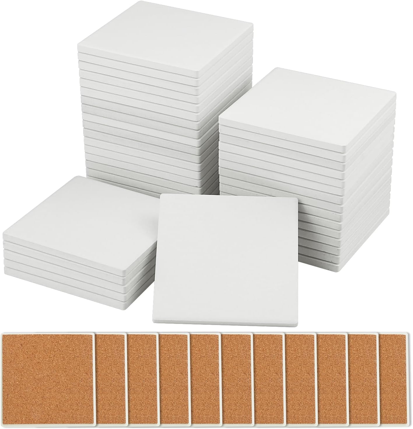 60 Pieces 4 Inch Blank Ceramic Coasters for DIY Crafts and Mosaics