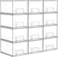 Small Clear Stackable Storage Drawers - Compact 12-Pack Organizer