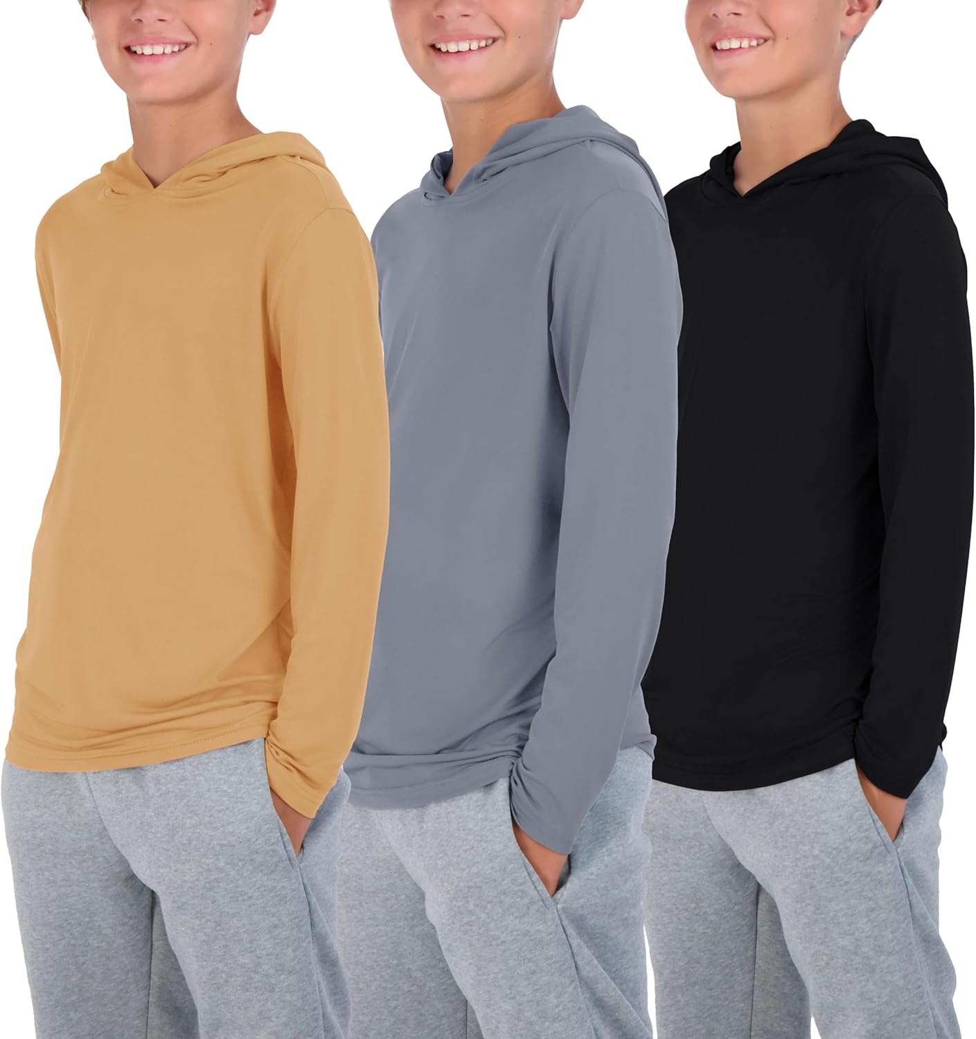 Real Essentials Youth Boys Long Sleeve Hoodies for Active Teens