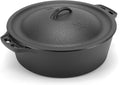 12 Inch Large Pre-Seasoned Cast Iron Dutch Oven with Lid - 6QT