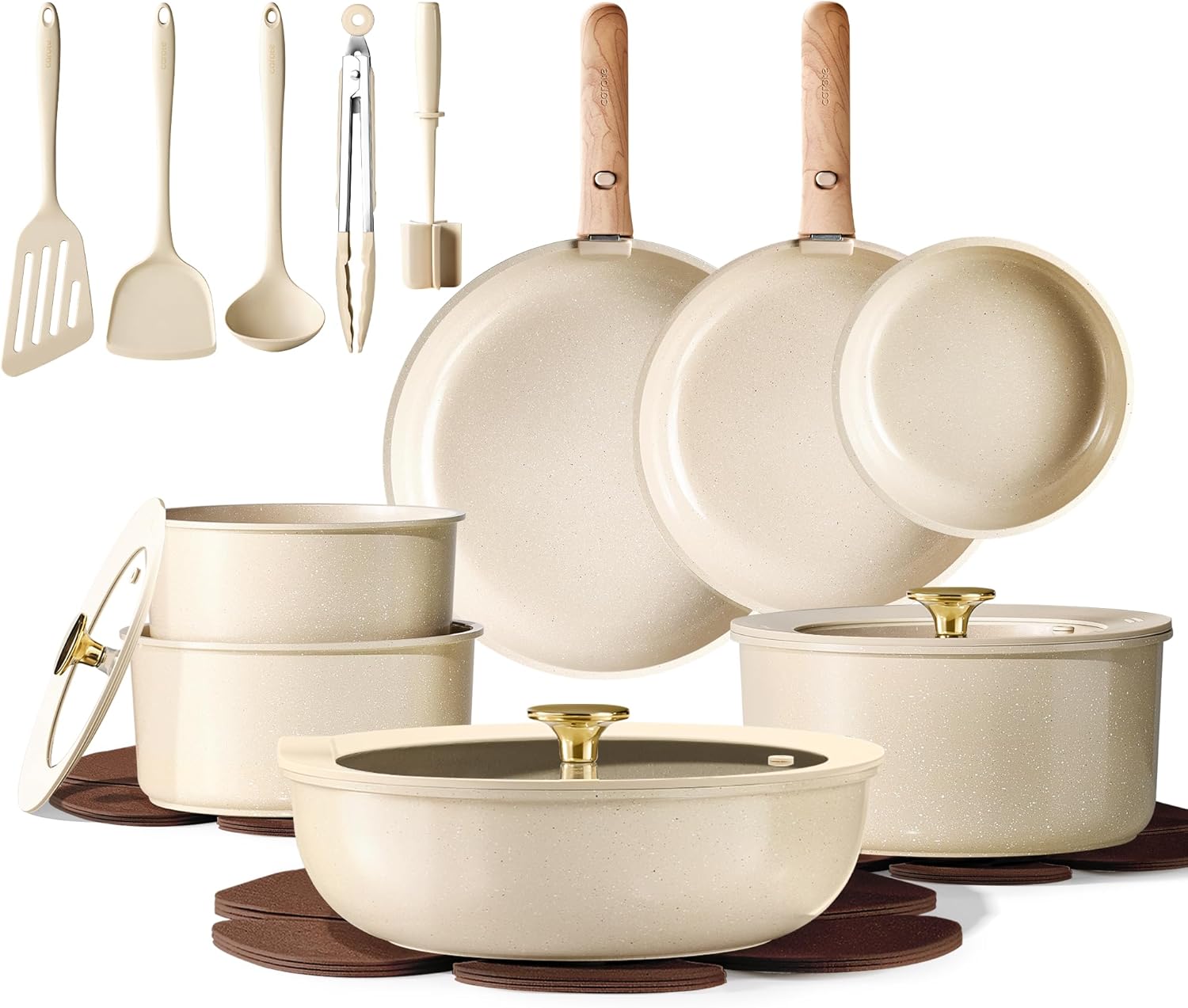 CAROTE 23PCS Non Stick Ceramic Cookware Set for Healthy Cooking
