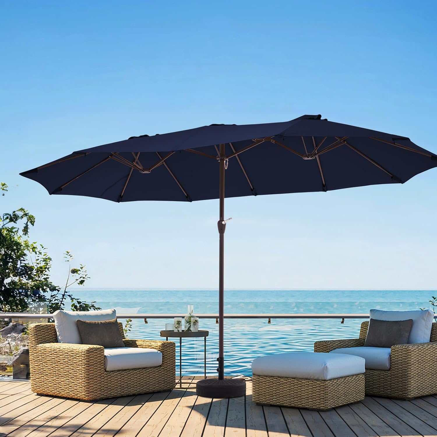 15FT Patio Umbrella Extra Large Double-Sided Market Umbrella