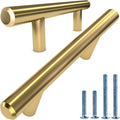 Solid Euro Style Bar Handle Pull 25-Pack - Gold Brass Finish