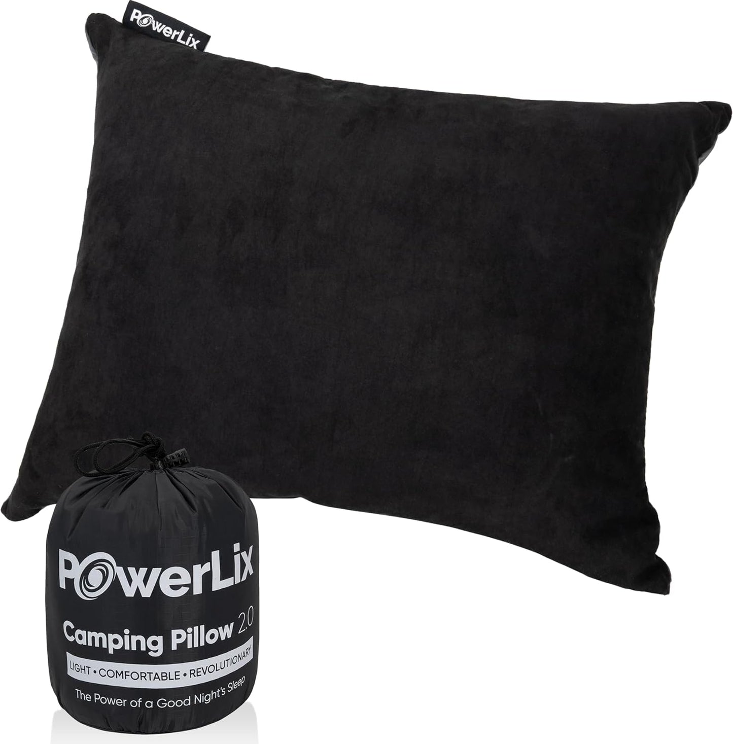 POWERLIX Memory Foam Camping Pillow - Washable & Inflatable