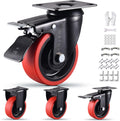Heavy Duty 4 in Caster Wheels Set of 4 - 2200Lb Silent Swivel