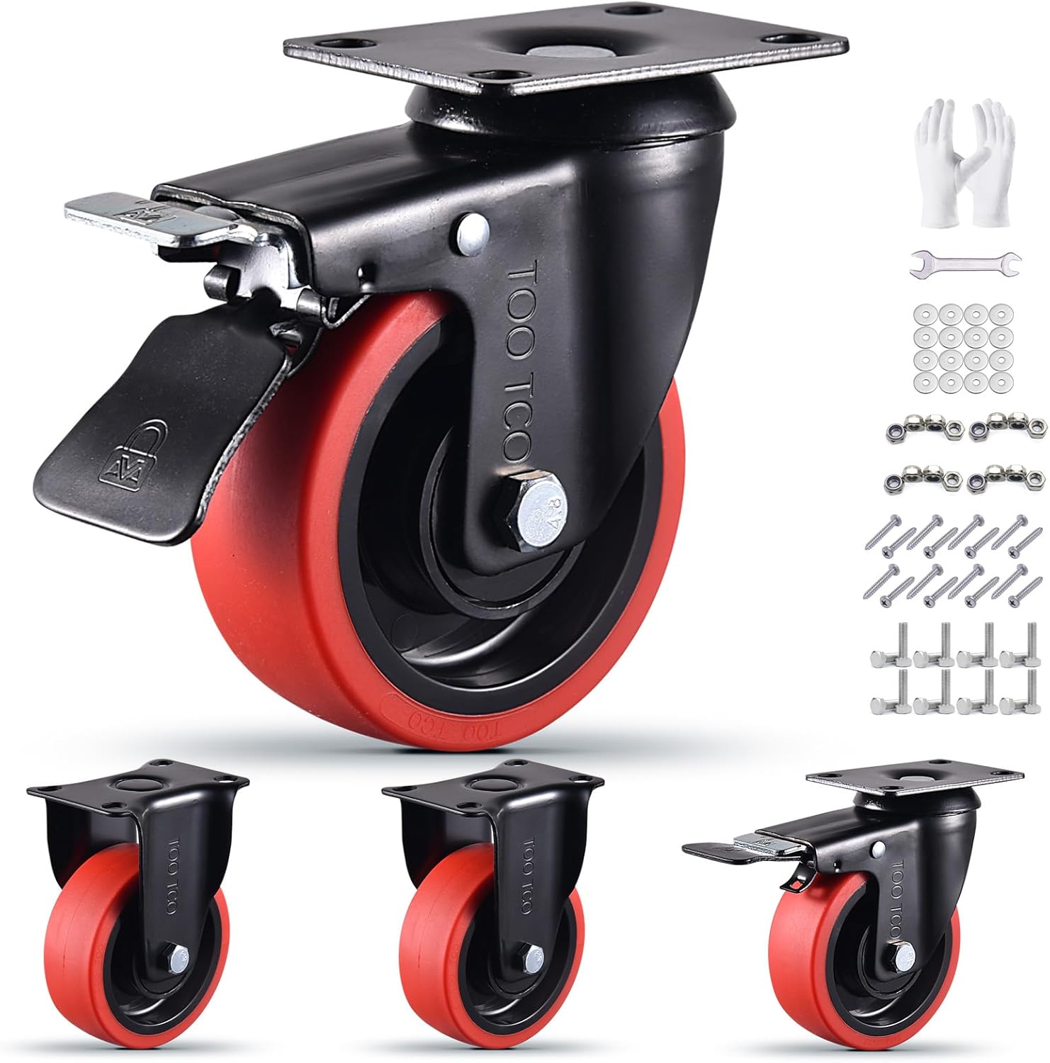 Heavy Duty 4 Inch Caster Wheels Set of 4 for Industrial Use