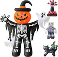 Skeleton Pumpkin with Ghosts 8ft Inflatable Yard Decoration - LED Lit