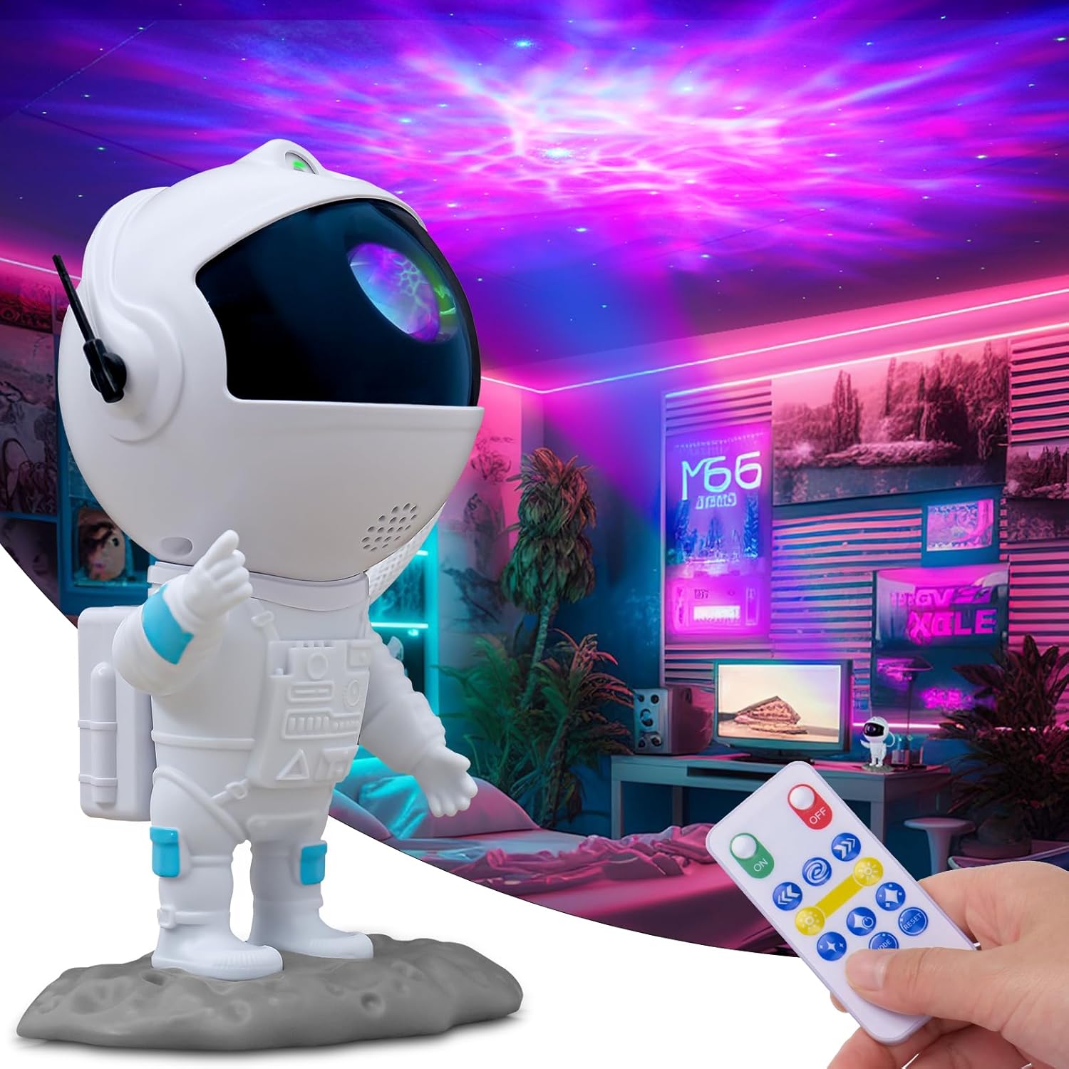 8-Color Astronaut Star Projector - Remote Control Night Light