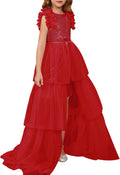 Girls Sequin Ruffle Party Maxi Dress - Sparkle Pageant Wear