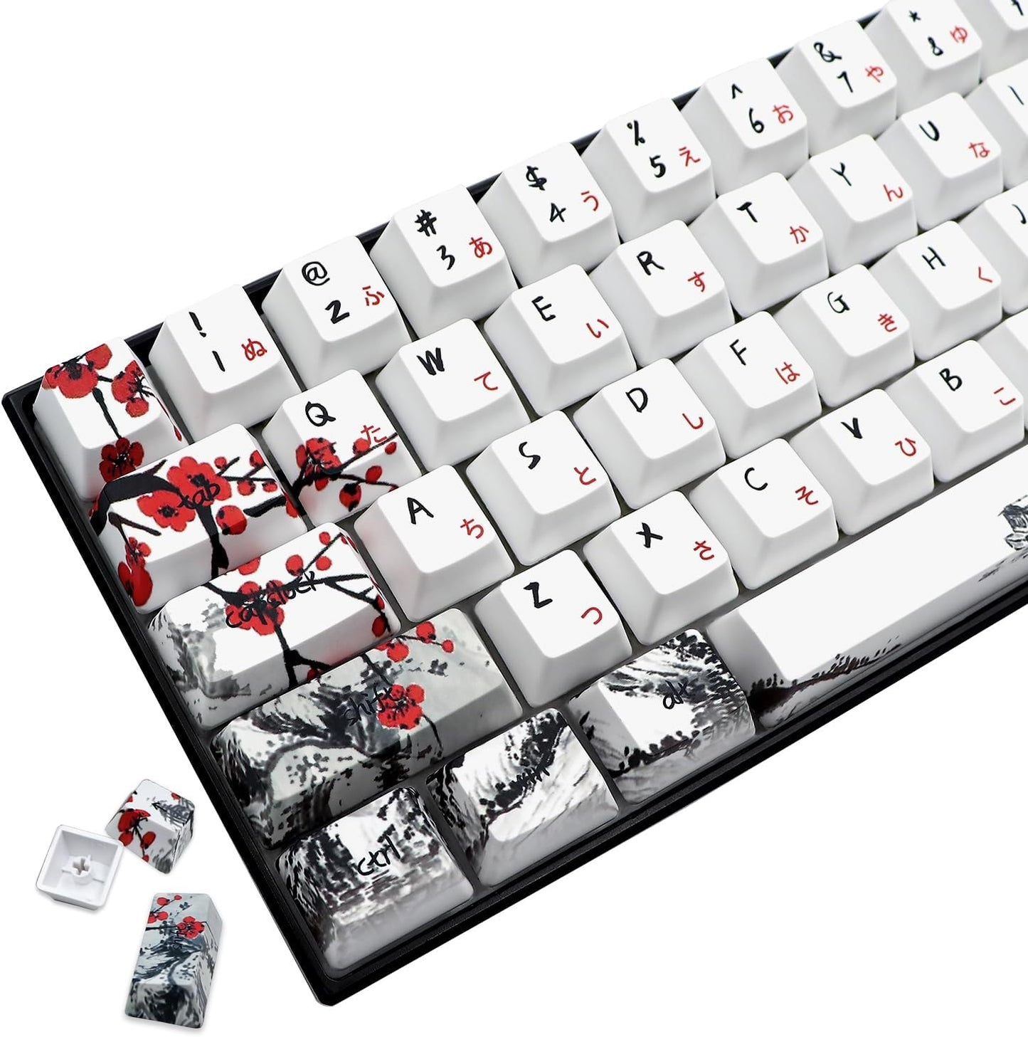 JSJT Keycaps 60 Percent Plum Blossom Set for Mechanical Keyboards
