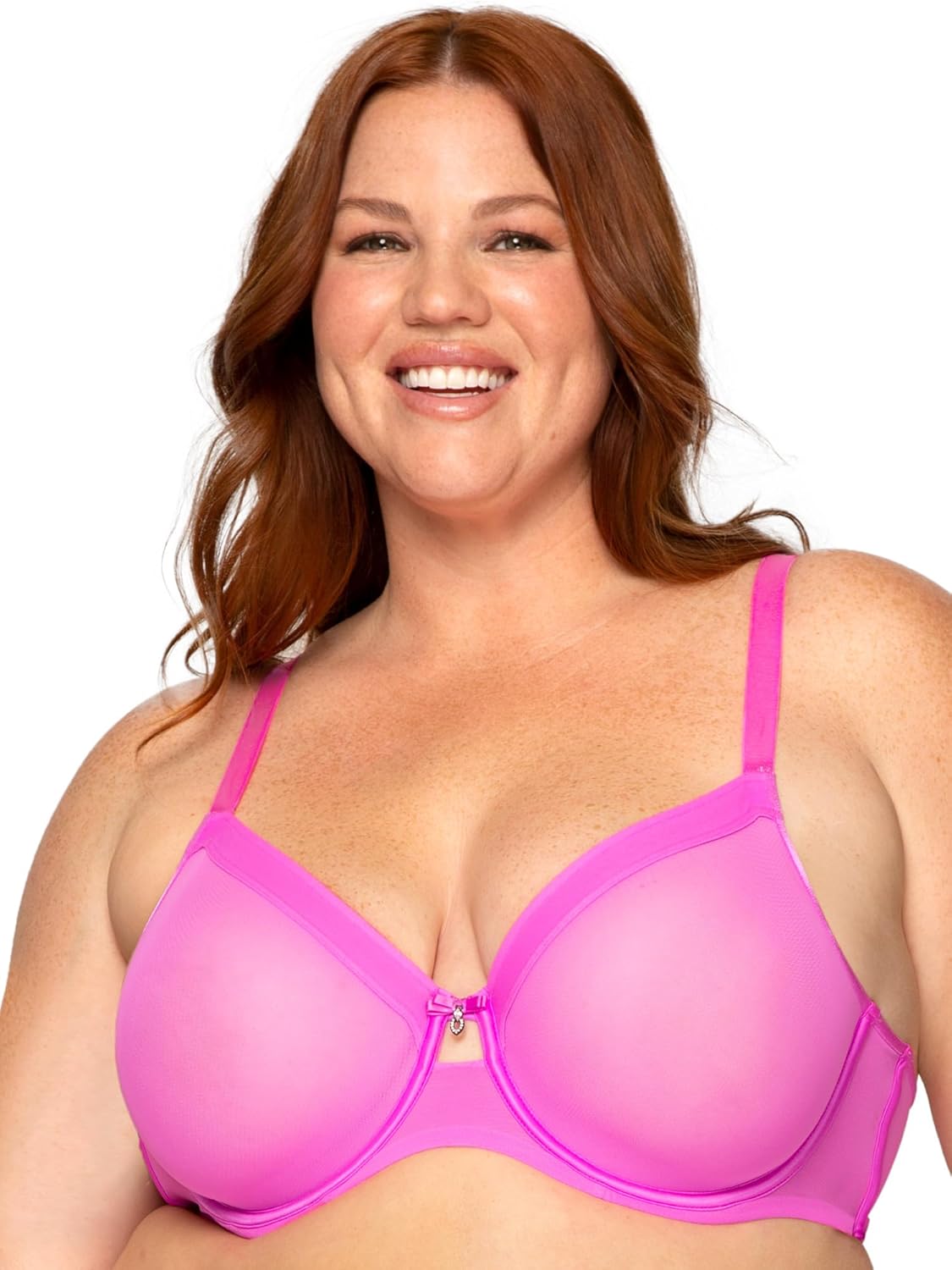 Curvy Couture Women's Sheer Mesh Full-Coverage Underwire Bra