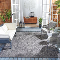 Courtyard 8 ft x 11 ft Black/Ivory Outdoor Area Rug - Durable