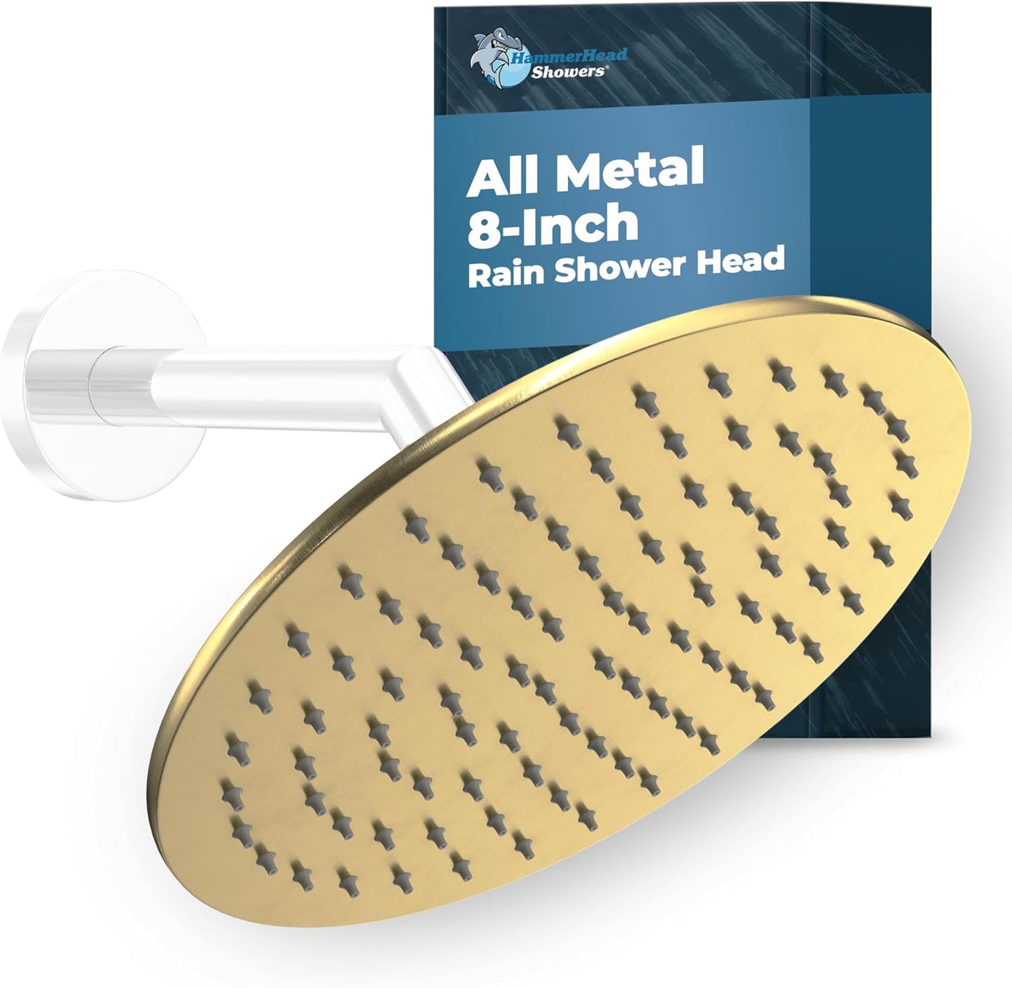 Solid Metal 8 Inch Rainfall Shower Head for High Pressure Flow