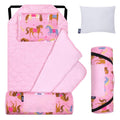 Wildkin Modern Kids Nap Mat Soft Cotton Blend with Pillow - Horses