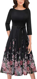 Womens Pleated A-Line Midi Dress with Belt and Pockets - Elegant