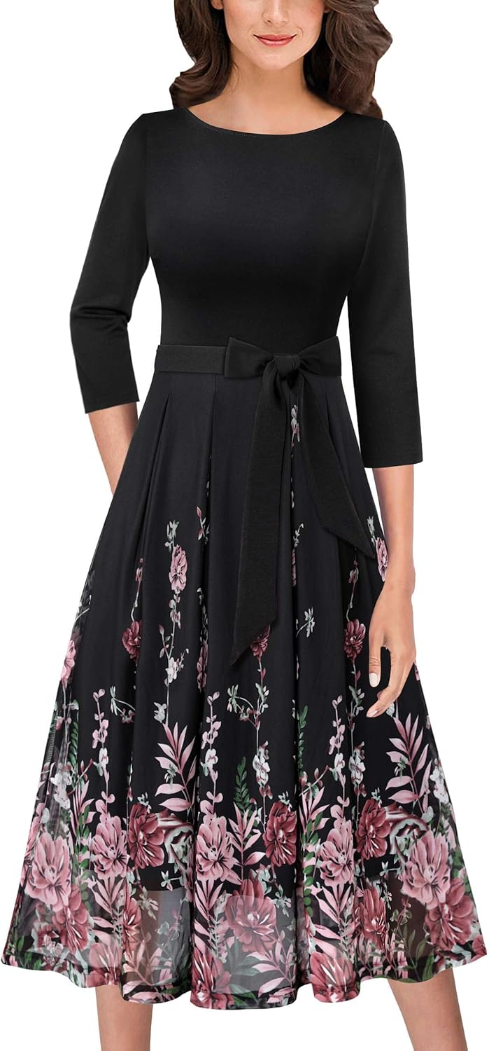 Elegant Pockets Belted Midi Dress for Work and Casual Events