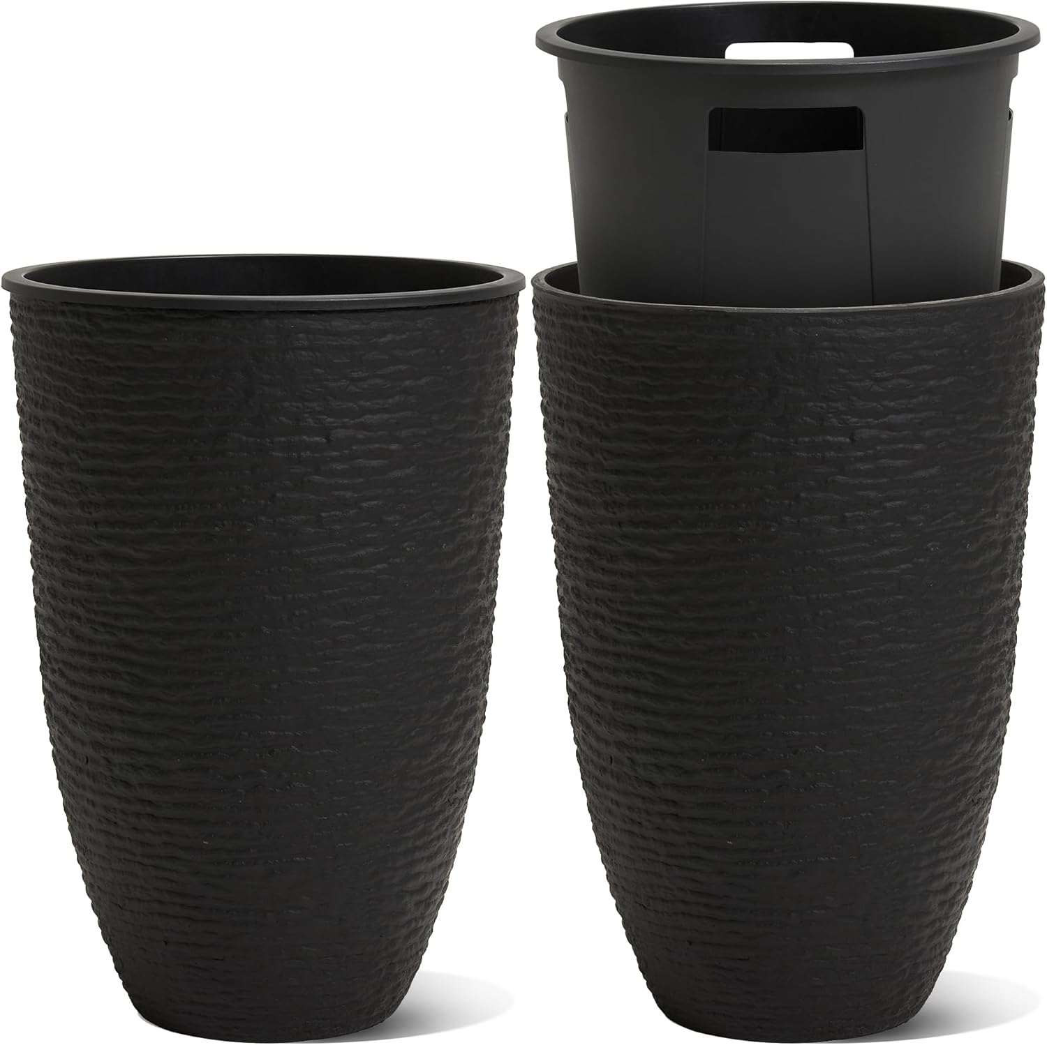 WORTH Garden 2-Pack 21in Tall Planters with Imitation Stone Finish