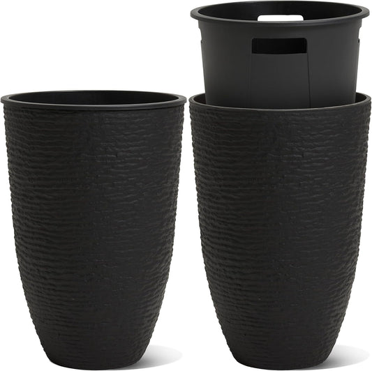 WORTH Garden 2-Pack 21in Tall Planters with Imitation Stone Finish