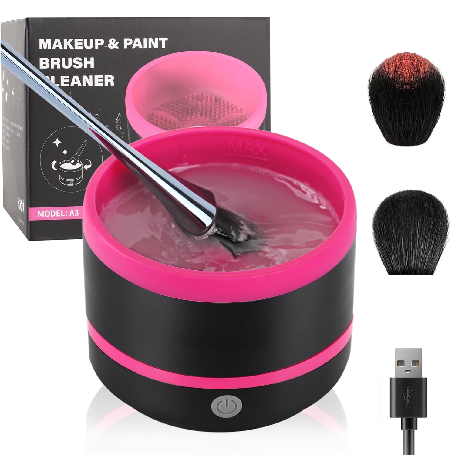 Fast Spin Electric Makeup Brush Cleaner - Black & Pink