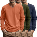 Ficerd Big and Tall V Neck Long Sleeve T Shirts 3 Pack - Oversized