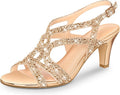 Womens Amelia Heels Sandals Sparkle Crystal Slingback - 3in Heel