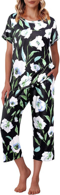 Ekouaer Women's Capri Pajama Sets Floral Print - Soft Cotton
