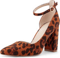 Women's Closed Toe Chunky Heels 3.5in Ankle Strap Pumps - Dress Shoes