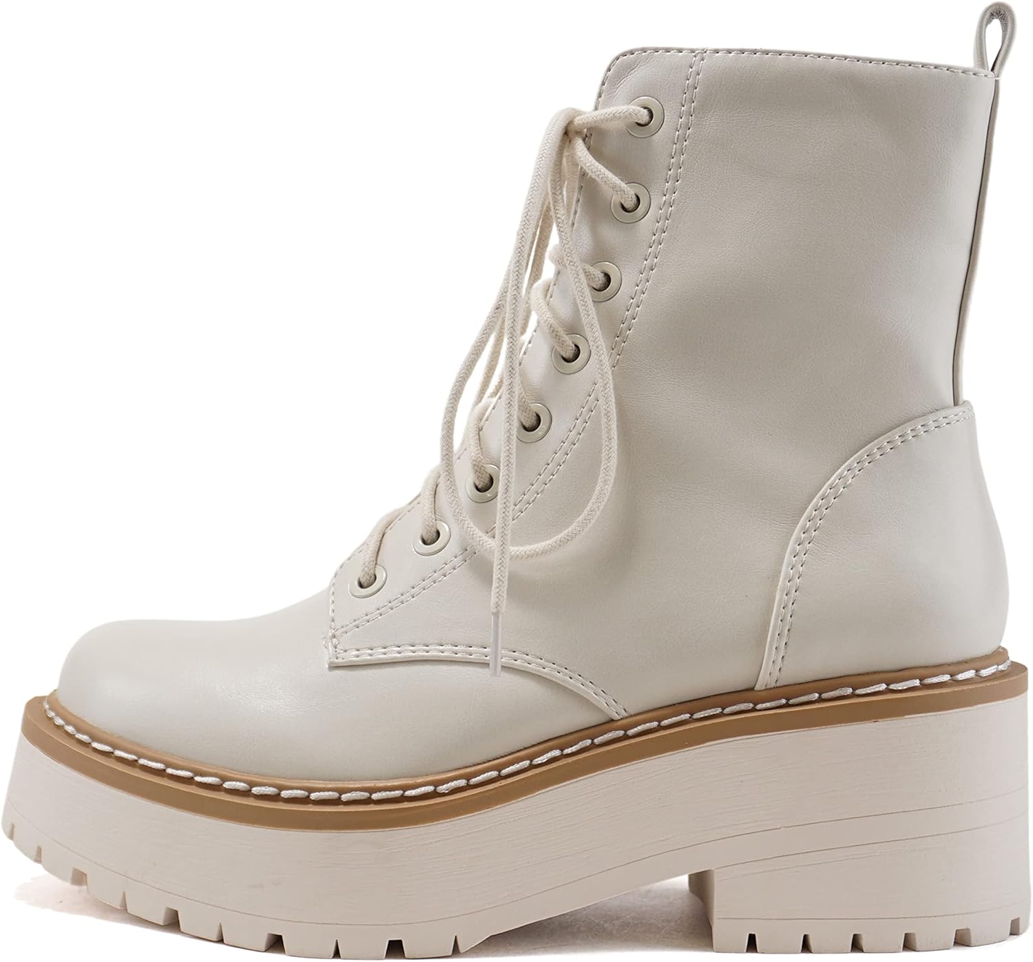 Soda FLING Women Chunky Lug Sole Lace up Combat Ankle Boot