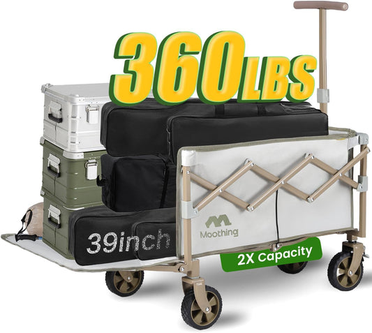 Premium Collapsible Wagon: 150L Capacity, 360lbs Load, Brake, Smoothing