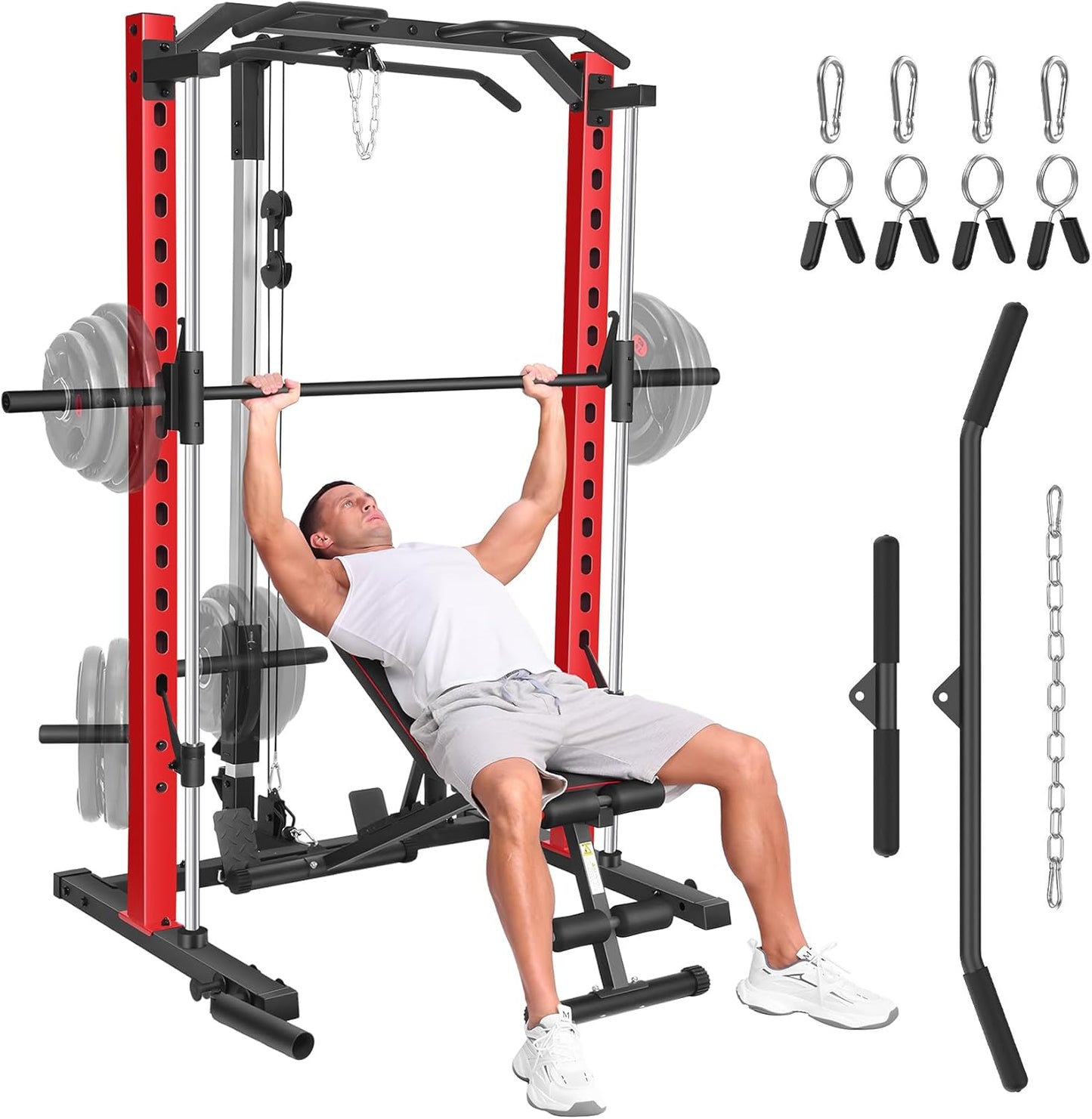 Multi-Function Smith Machine Power Rack - Complete Home Gym