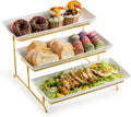 3 Tier Serving Stand and Platters Set 14 in - Elegant Space-Saving