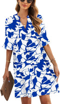 Womens Polyester V-Neck Ruffle Sleeve Shift Dress - Summer 2025