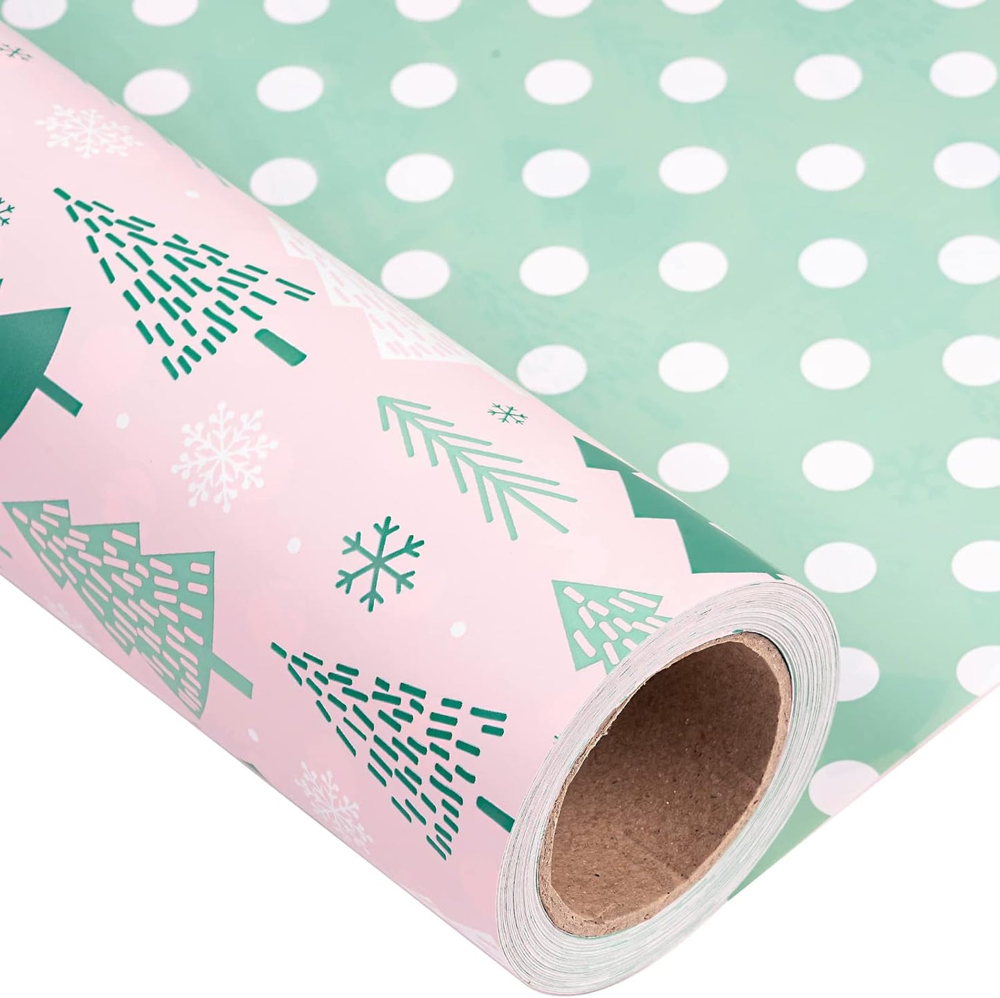 LeZakaa Christmas Pink Wrapping Paper Jumbo Roll for Kids Gifts