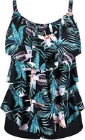 Septangle Women's Tankini Swimsuit Two Pieces Set - Ruffle Boyshort