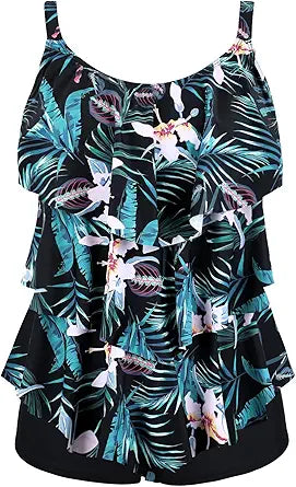 Septangle Women's Tankini Swimsuit Two Pieces Set for Summer Fun