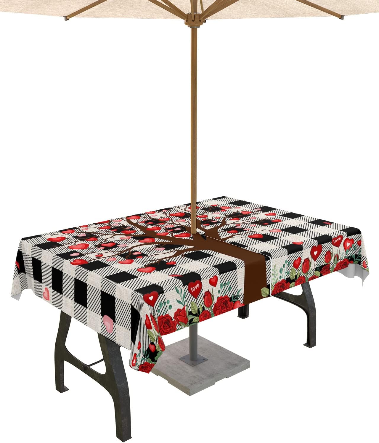 Valentine's Day Waterproof Tablecloth - Love Heart Tree Design