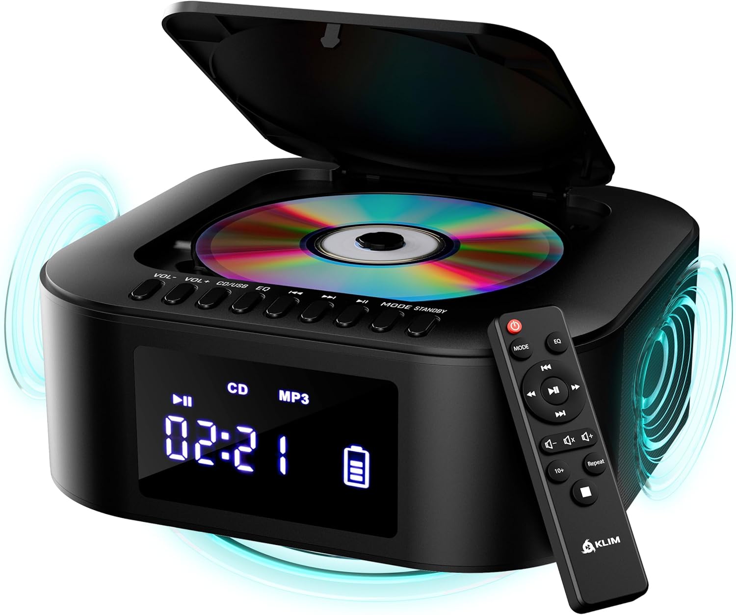 KLIM Boombox E1 - Portable CD Player with Extra BASS Features