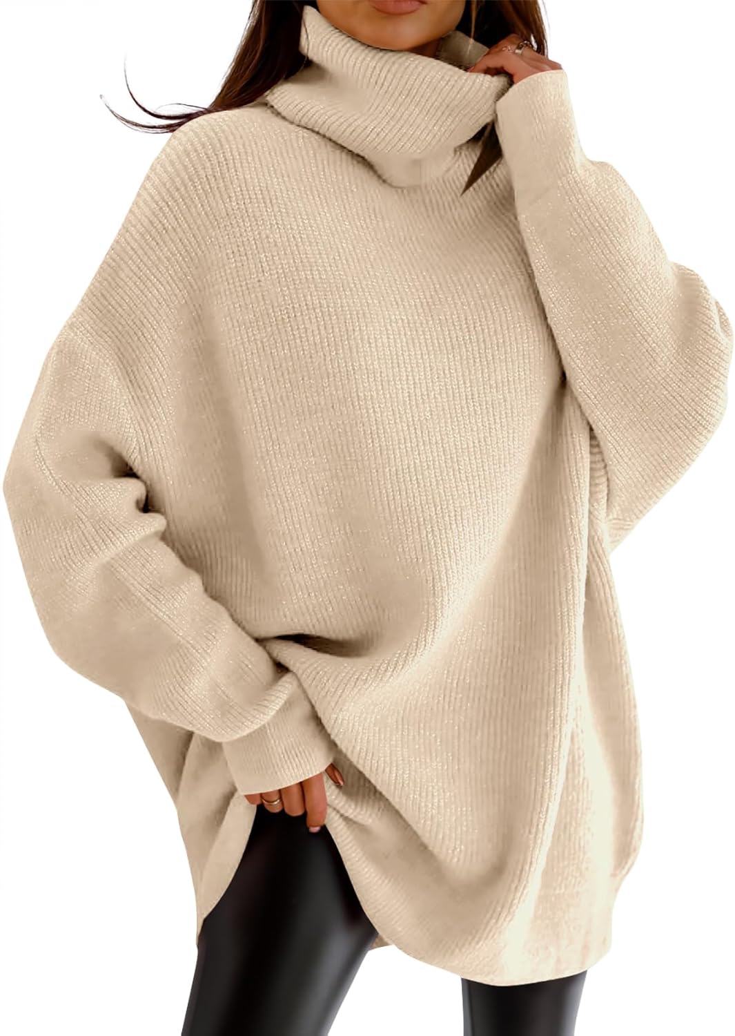 Oversized Turtleneck Sweater for Women - Cozy Fall Knit Top