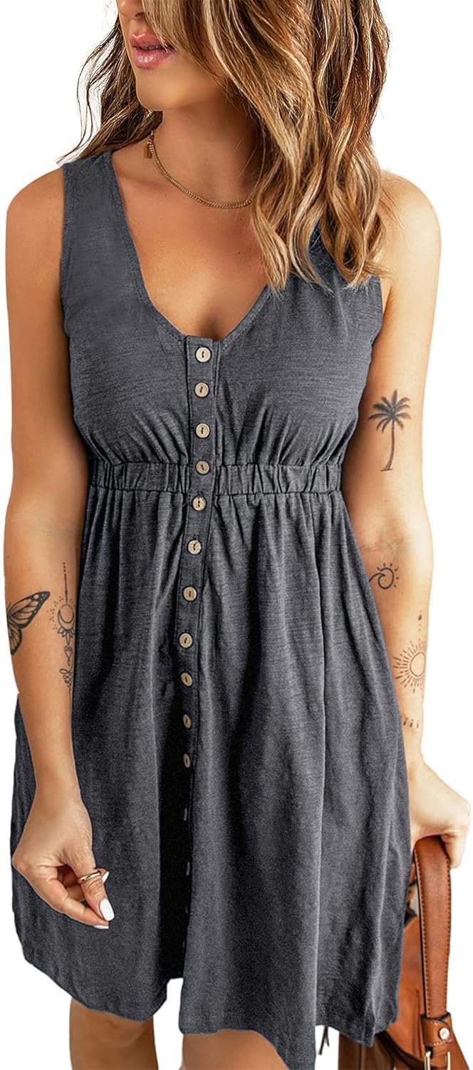 BTFBM Women Sleeveless Summer Dress for Stylish Beach Days