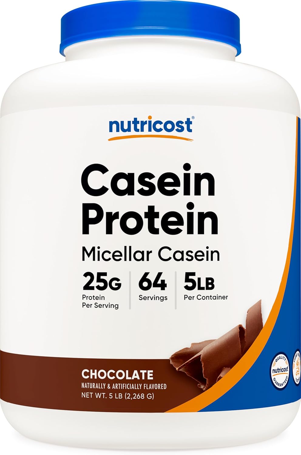 Nutricost Casein Protein Powder 5lb Chocolate - Non-GMO & Gluten Free