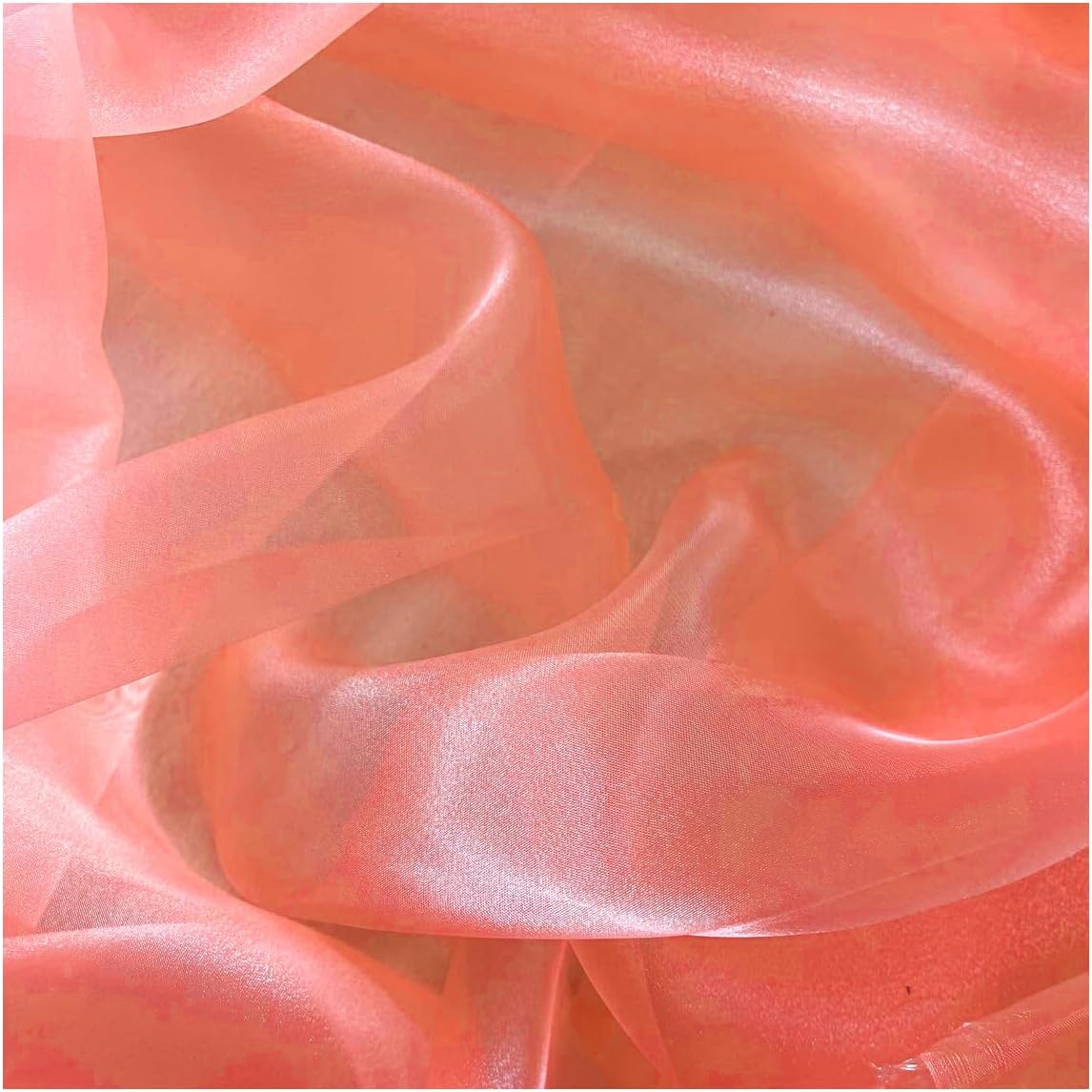 MDS Pack of 40 Yard Light Orange Sheer Organza Fabric for Events