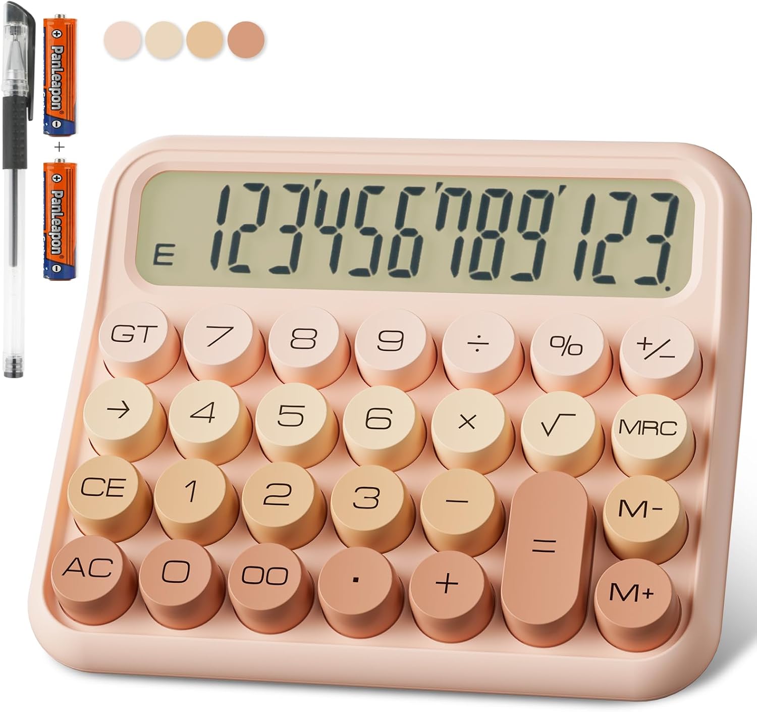 DECKLIT 12-Digit Mechanical Calculator - Big Buttons, Extra Large Display