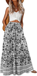 Lepunuo Womens Boho High Waisted Flowy Maxi Skirt - Comfortable made