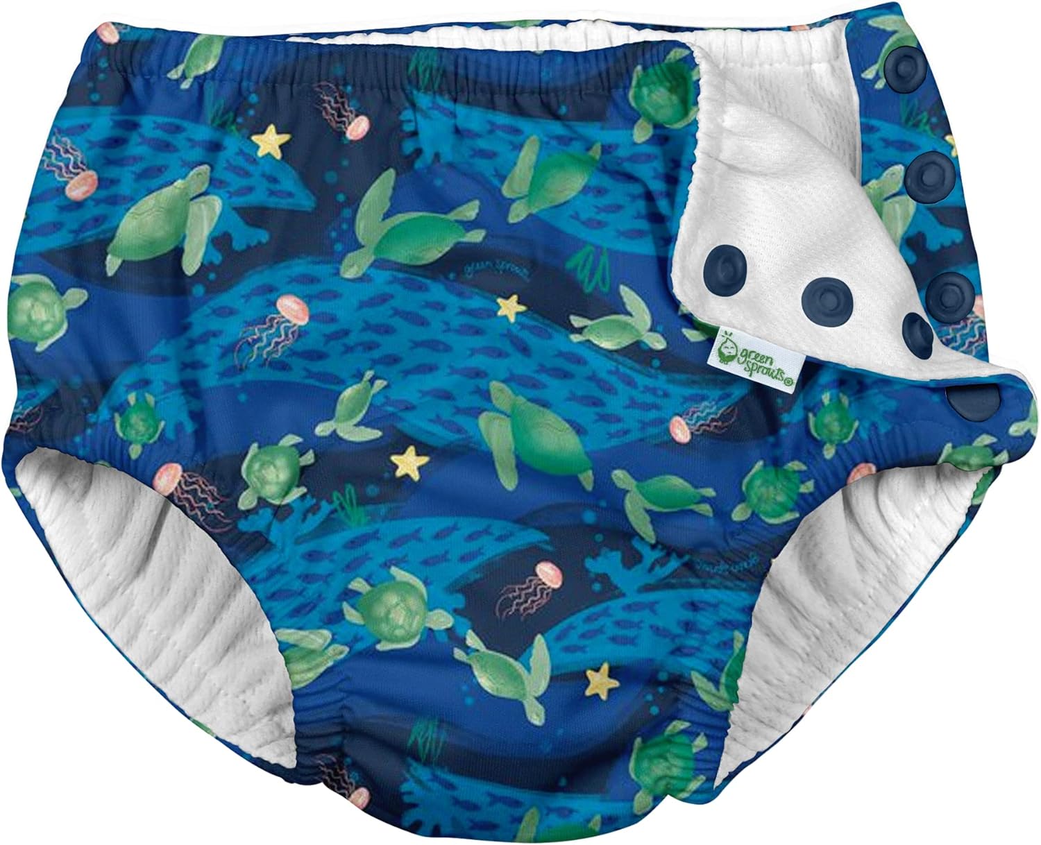 Leak-Proof Swim Diaper 3T Navy Turtle Print