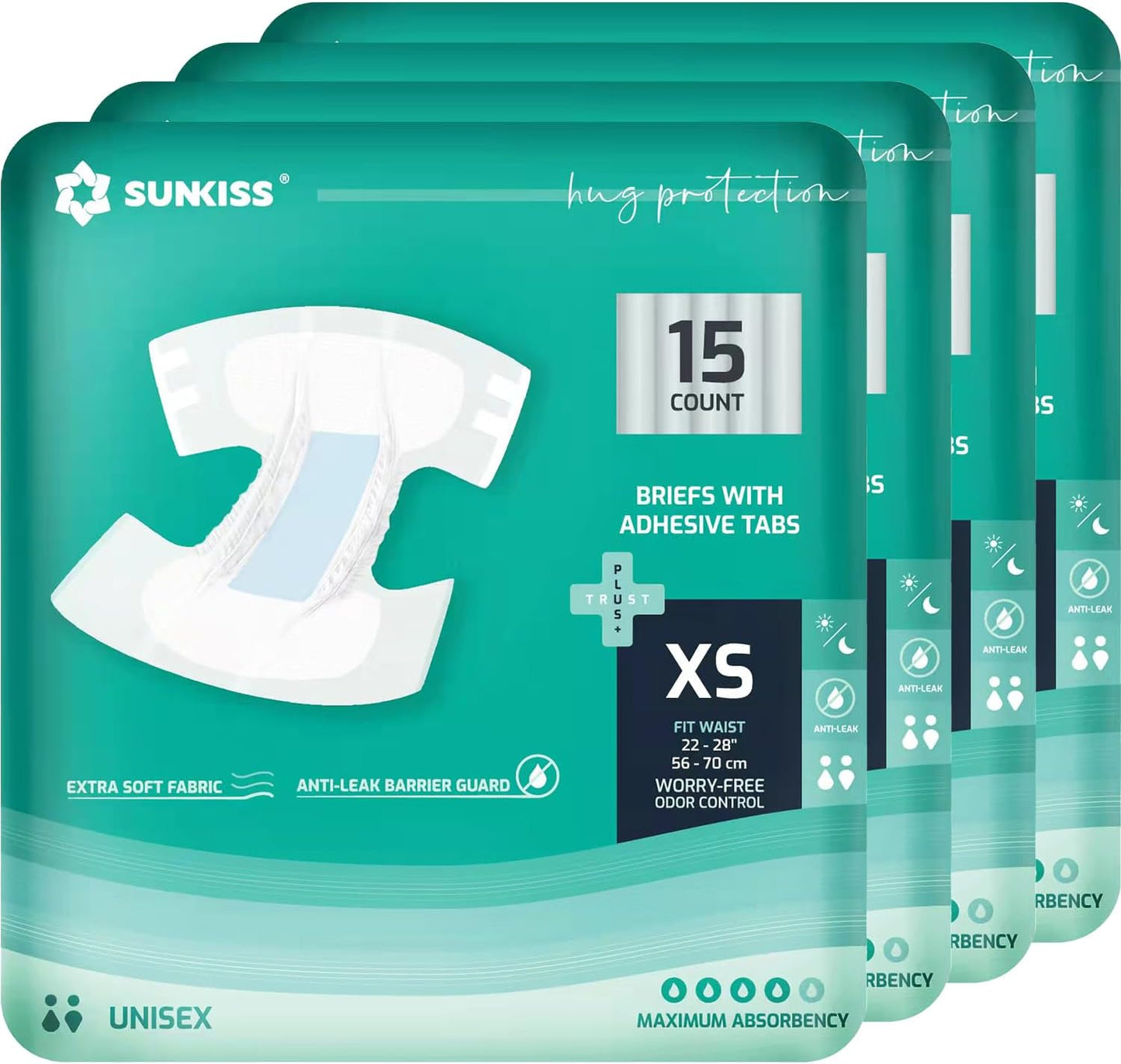 SUNKISS TrustPlus Ultra Absorbent Adult Diapers xSmall 60 Count