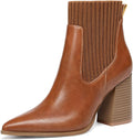 Coutgo Women Ankle Boots Sock Booties Pointed Toe Chunky Heel Women's