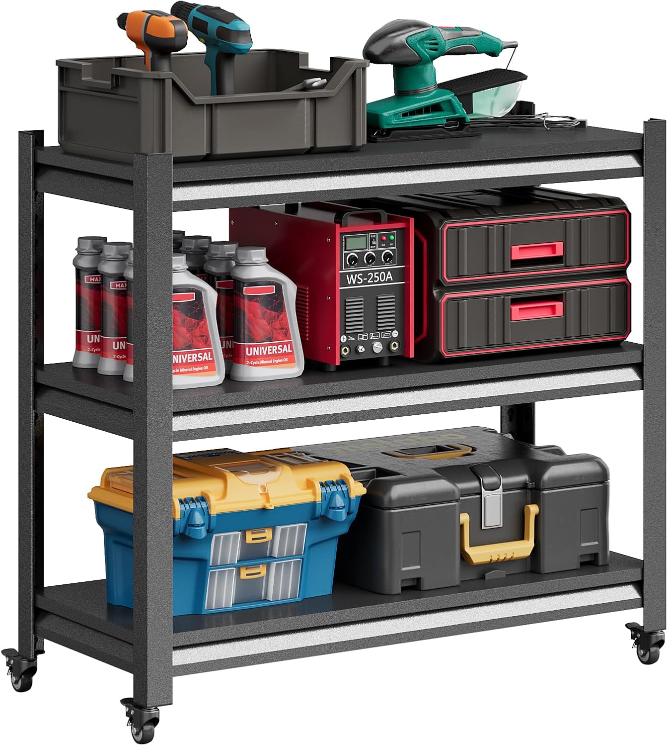 Adjustable Heavy Duty Workbench on Wheels for Garage Use