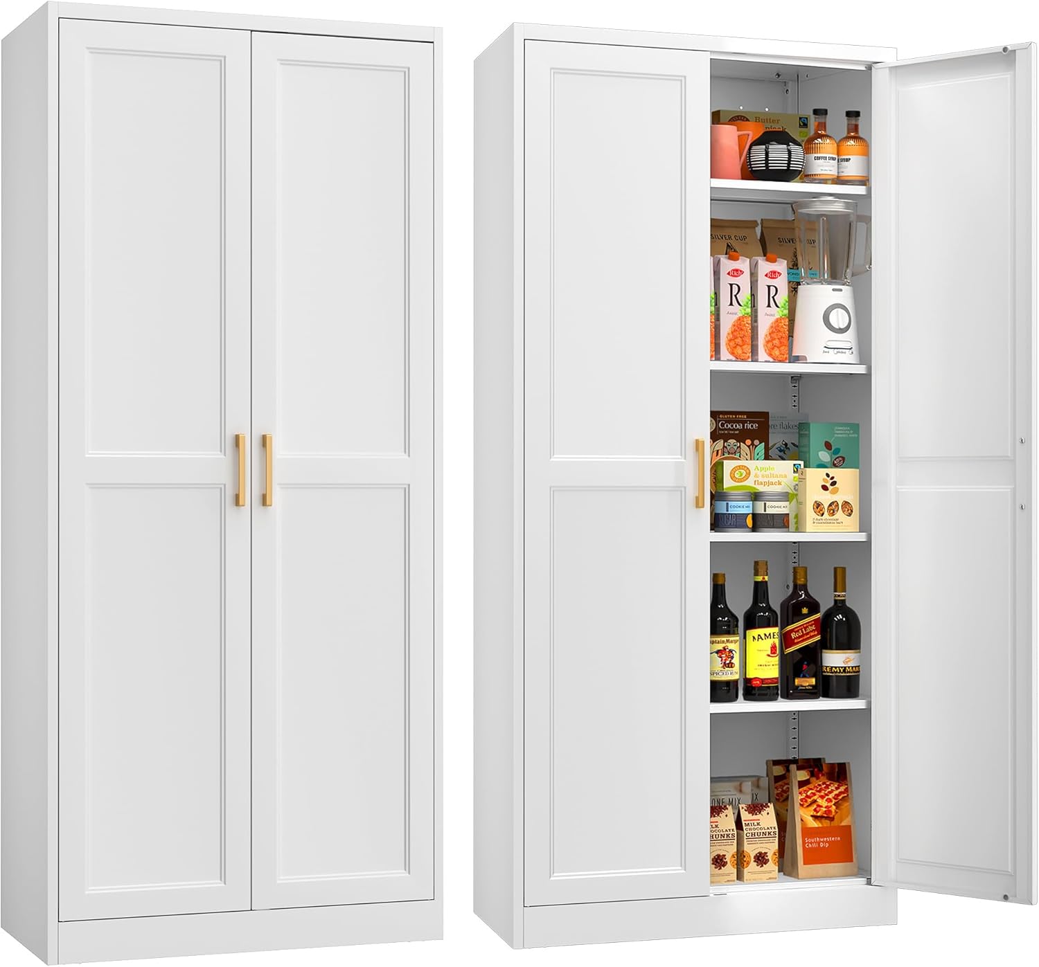 71 Tall Metal Storage Cabinet for Kitchen and Dining Room Use